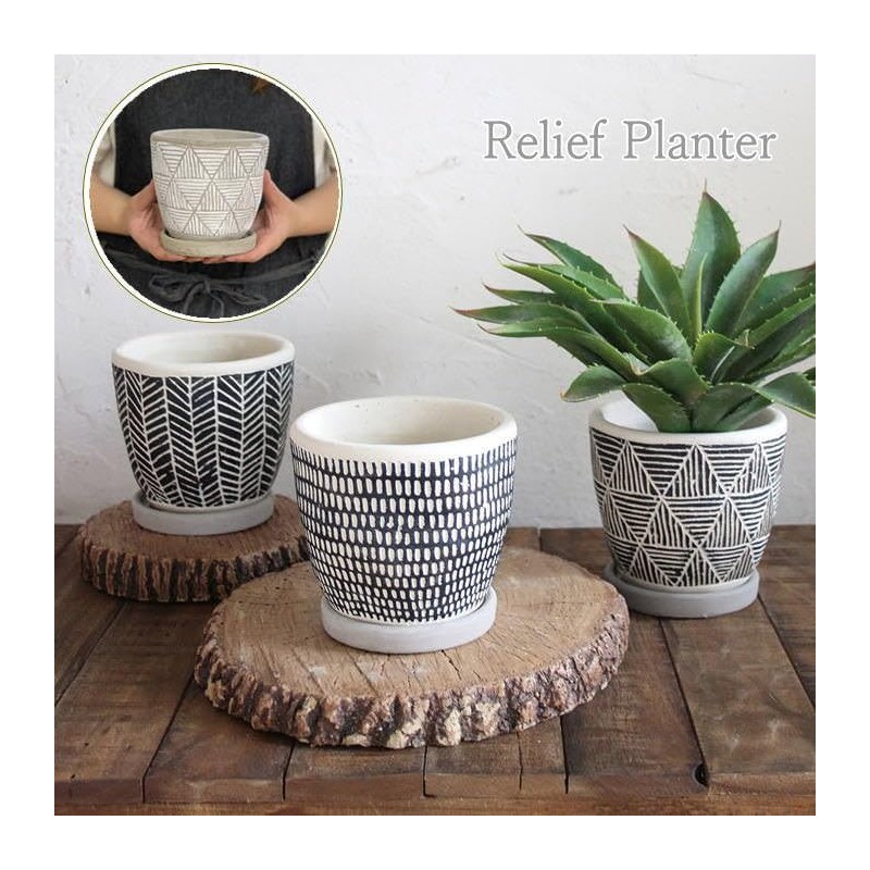 SOW Relief Planter Pot CCGH (Dot Line Blue (05))
