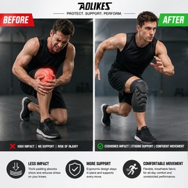 Knee & Elbow Pads for Sports and Work – Thick EVA Sponge Compression Guards for Basketball & Cycling
