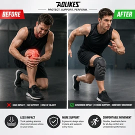 Knee & Elbow Pads for Sports and Work – Thick EVA Sponge Compression Guards for Basketball & Cycling