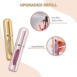 OBSGUMU 4 St√ºck 5ml Mini Parf√ºmzerst√§uber Portable Nachf√ºllbar Zerst√§uber Leere Spr√ºhflaschen mit Fenster f√ºr Reise Handtasche, Aluminium, Subsilber/Helles Rosa/Subrosa/Helles Schwarz