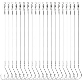 Circle Hooks Rigs Catfish Rig,20pcs Saltwater Fishing Hooks with Leader Catfish Hook Rigs Steel Wire Leaders Pre-Rigged Fishing Leader Hook Rigs for Catfish Bass