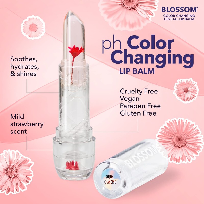 Blossom Lip Gloss Moisturizing pH Lip Balm, Strawberry Scented Color
