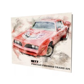 Unbranded 1977 Pontiac Firebird Trans Am Red Muscle Car Design 16x20 Aluminum Wall Art