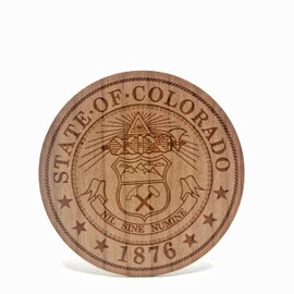 COLORADO STATE SEAL Wood Veneer Sticker | 3" Cherrywood Engraved Art - Unique Adhesive Decal for Laptops, Water Bottles, and More - Great Holiday Gift Idea for Rocky Mountain Natives