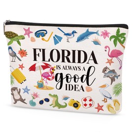 Papiailove Florida Souvenirs Gifts for Women Florida Gifts Makeup Bag Vacation Gift Florida Is Always A Good Idea Cosmetic Bag Florida Travel Gift