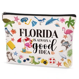 Papiailove Florida Souvenirs Gifts for Women Florida Gifts Makeup Bag Vacation Gift Florida Is Always A Good Idea Cosmetic Bag Florida Travel Gift