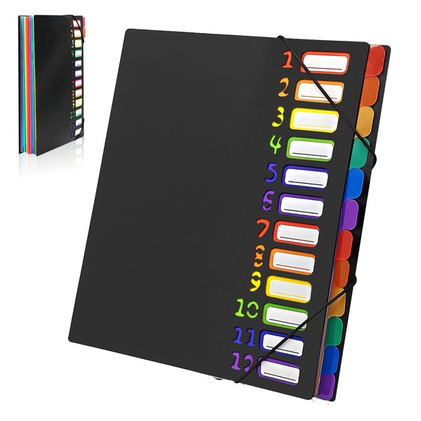 Gemtte A4 Expanding File Folder with 12 Compartments (24 Pockets),