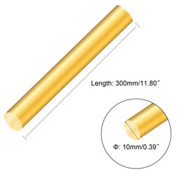 10 mm Brass Rod, iMeistek 300 mm Length Metal Solid Round Brass Rod for Lathe Bar Stick, DIY Crafts (1 Piece)