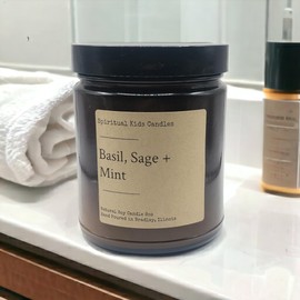 Basil, Sage & Mint 8oz Glass Jar Candle Hand Poured with All Natural Soy Wax and Fragrant/Essential Oils!