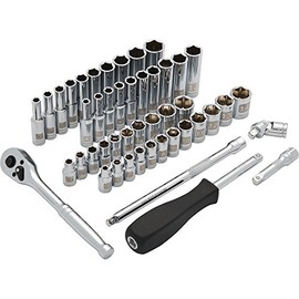 Dynamic Tools 1/4" Drive 47 Piece 6 Point, SAE/Metric Standard/deep Socket Set, 3/16" - 9/16", 4mm - 14mm