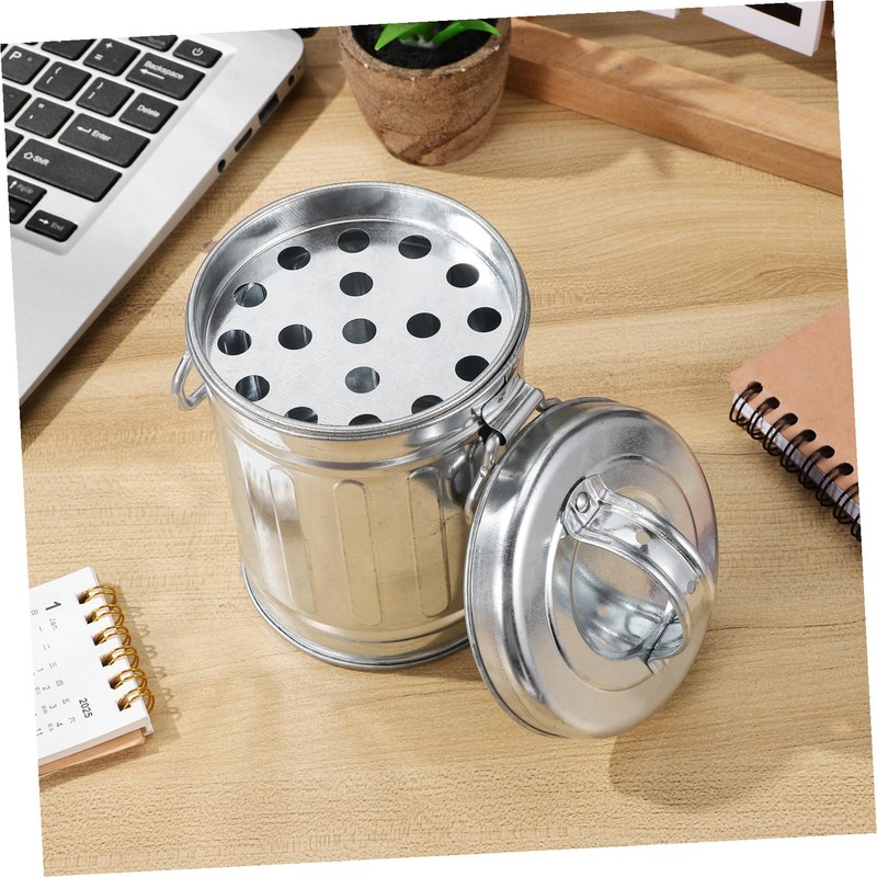CONGARTENO Vintage Galvanized Metal Bucket Ashtray with Lid Compact Desktop