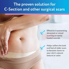 ScarAway Advanced Silicone Scar Sheets for C-Section, Reusable Strips (1.5” x 7”) for Hypertrophic and Keloid Scars from C-Section & Other Surgeries, 4 Sheets