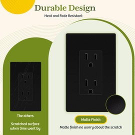 TG 40 Pack Matte Black Decorator Receptacle with Screwless Wall Plate, Standard Electrical Wall Outlet, 15A 125V, Self-Grounding, 2-Pole, 3-Wire, 5-15R, UL Listed, Non Tamper Resistant