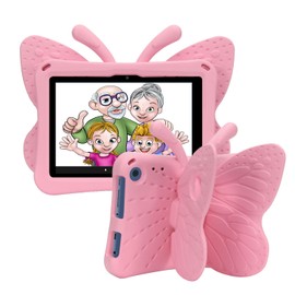 Butterfly Fire HD 8 2022 2020 Tablet Case for Kids, Tading Kid Proof EVA Foam Protective Stand Cover Compatible with Fire HD 8/8 Plus 10th/ 12th Generation 8 Inch Tablets - Pink