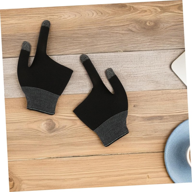 Operitacx 2Pairs Graphene Touch Screen Gaming Gloves Breathable Two Finger