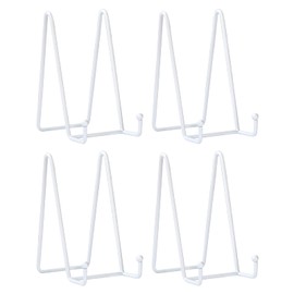 HCHLQLZ Pack of 4 White Metal Plate Stands Plate Holder Iron Easel Display Stand for Bowl Plate Art Photo Picture Frame 6 Inch x 3 Inch