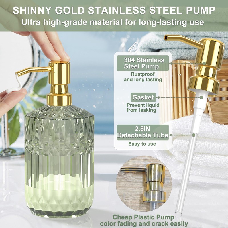 Towoaafu Green Bathroom Accessories Set - 5 PCS Glass Bathroom