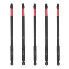 HARFINGTON 5pcs Impact Tough Torx Drill Bit T27 6" Length 1/4" Hex Shank S2 Steel Magnetic Insert Star 6 Point Head Screwdriver Bits