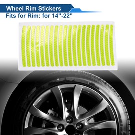 Partuto 20 Pcs Wheel Rim Stickers Arc-Shape Car Wheel Rim Tapes Decoration Stickers for 14"-22" Rim Fluorescent Color PET