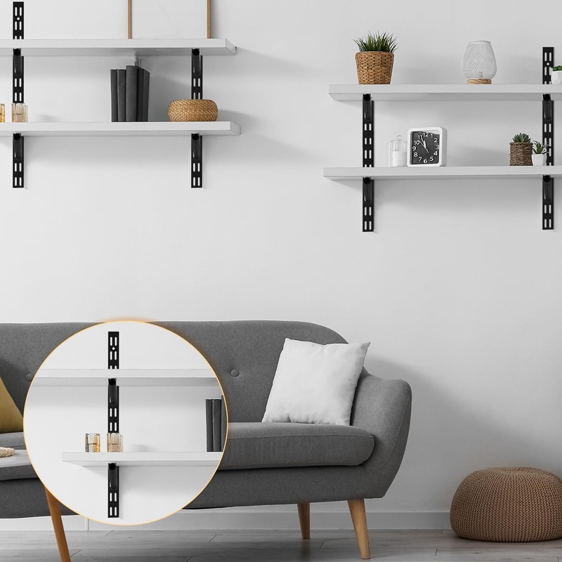 Yalikop 10 Pack Adjustable Shelf Brackets for Double Track System