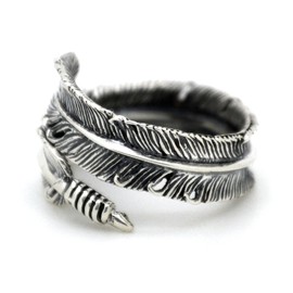 Serebra Jewelry Feather Ring 925 Sterling Silver Women's Indian Jewellery Adjustable Antique, Sterling Silver, No Gemstone