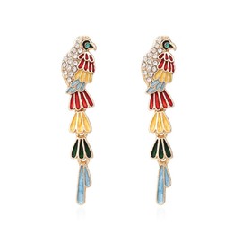 Tropical Parrot Tassel Earrings, Colorful Parrot Bird Dangle Earrings for Women, Bohemian Parrot Vacation Earrings for Ladies, Cute Animal Parrot Statement Long Earrings Summer Boho Jewelry, Zinc,