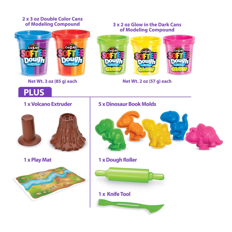 Softee Dough Modeling Compounds Dino Glow Dough