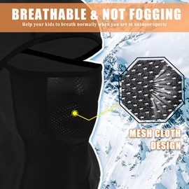 Leamekor Breathable Kids Balaclava Ski Mask, Fleece Winter Face Mask for Cold Weather Boys Girls - Children Windproof Hat (Black + Grey)