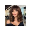 Brown Highlight Bob Curly Wig Synthetic Short Wavy Wig with