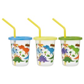 Skater SIH2ST-A Tumbler with Straw, 3 Pieces, Dinosaurus, Made in Japan, 8.1 fl oz (230 ml)