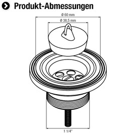 Cornat Recyclate Drain Valve for Washbasins – 1 1/4 Inch Male Thread – Made from Recycled Plastics – Made in Germany Quality / Drain Plug / Sink Plug / T317404R, Chrome