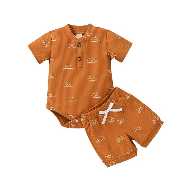 Newborn Baby Boy Clothes 0-3 Months Outfit Ribbed Knit Cotton