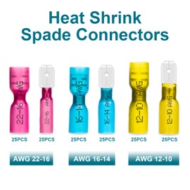 MENTBERY 150 PCS Spade Connectors, Heat Shrink Spade Terminals 22-10 AWG, Wire Connectors Male and Female