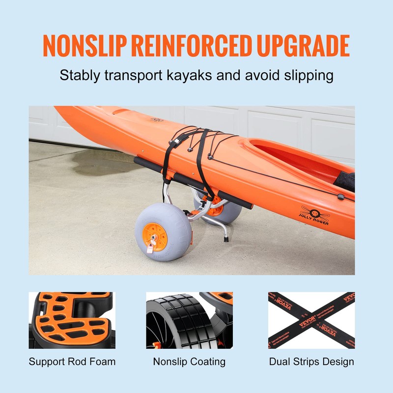 VEVOR Heavy Duty Kayak Cart, 350lbs Load Capacity, Foldable Canoe