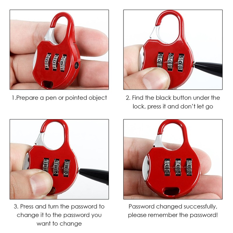 Pack of 12 Mini Combination Locks, Anti-Theft Combination Locks, Backpack