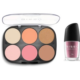 Bissú Paleta de Colores (Varios modelos) con 2 Iluminadores, 2 Rubores y 2 Bronceadores cada uno (03 La Buenaza)  Beetbul Regalo Sombra en Polvo.