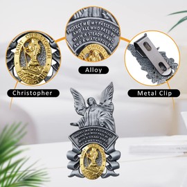 Fanhostco Guardian Angel Car Visor Clip, St Christopher Medal for Car Saint Christopher Visor Clip, Bless Driving Safety Religious Gift