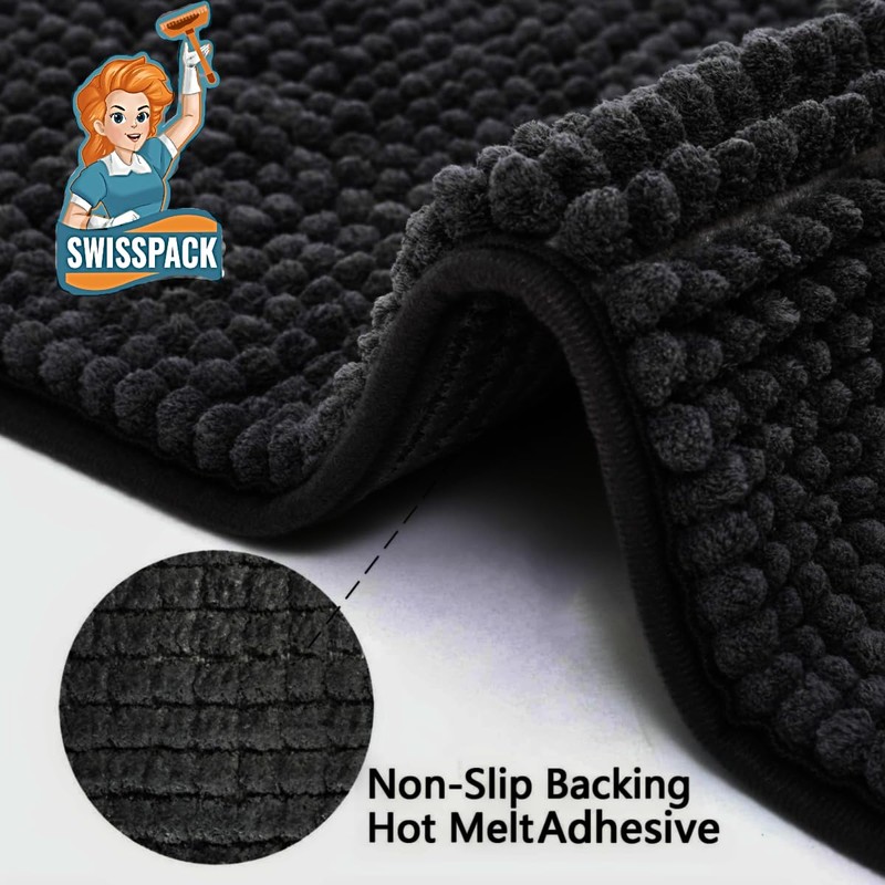 SWISSPACK 60X40/80x50 CMS Microfiber Bath Mat for Bathroom, Non-Slip Super