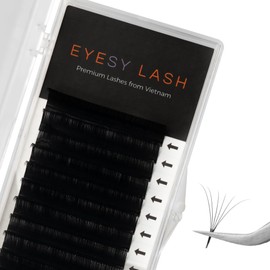 Eyesy Lash Cashmere Volume Eyelash Extensions Premium Individual Lashes - 0.07mm Thickness C Curl 12mm Single Length - Super Soft Matte Black Single Eyelash Easy to Fan for Professional Salon Use