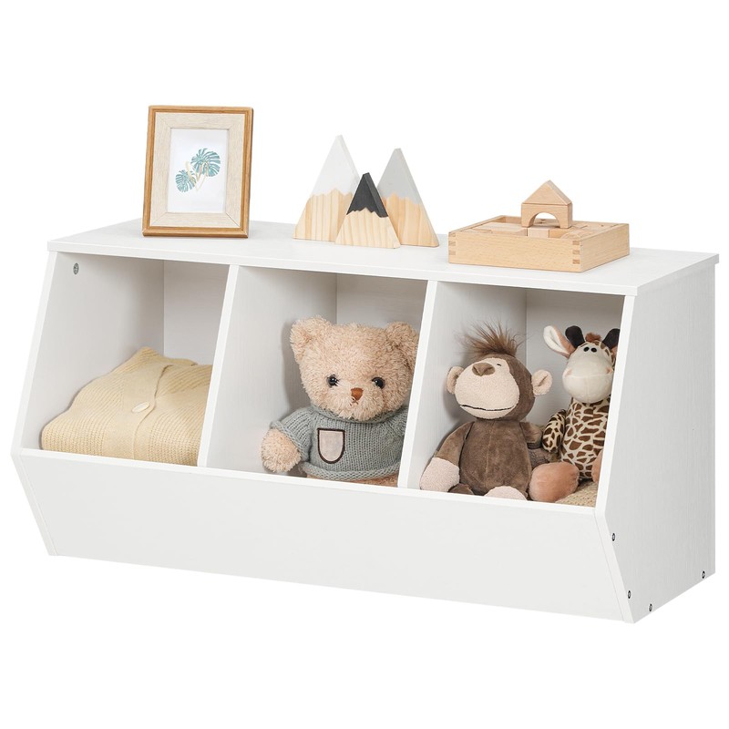 HOOBRO Toy Storage Cubby, Kids Bookshelf, Stackable 3-Bin Toy Storage