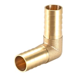 MACHSWON Brass Hose Connector 14mm Metal Double Ended 90 Degree Right Angle Copper Pagoda Joint Pipe Hose Air Fuel Hose Joiner Water Pipe Gas Tubing Hose Fitting 2pcs
