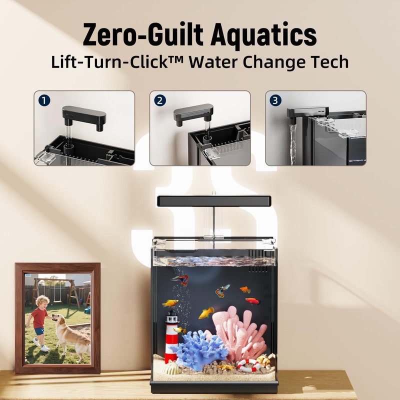 AQUASMITH Beta Fish Tank, 2 Gallon Fish Aquariums with Filter