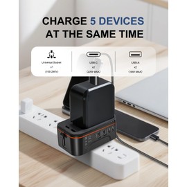 ANSSAN Travel Adapter Worldwide Universal Travel Adapter Worldwide with 2 USB A and 2 USB C, International Socket Adapter for USA UK AUS EU England Italy JP etc (Type A/B/G/I/D/I/L/M/N)