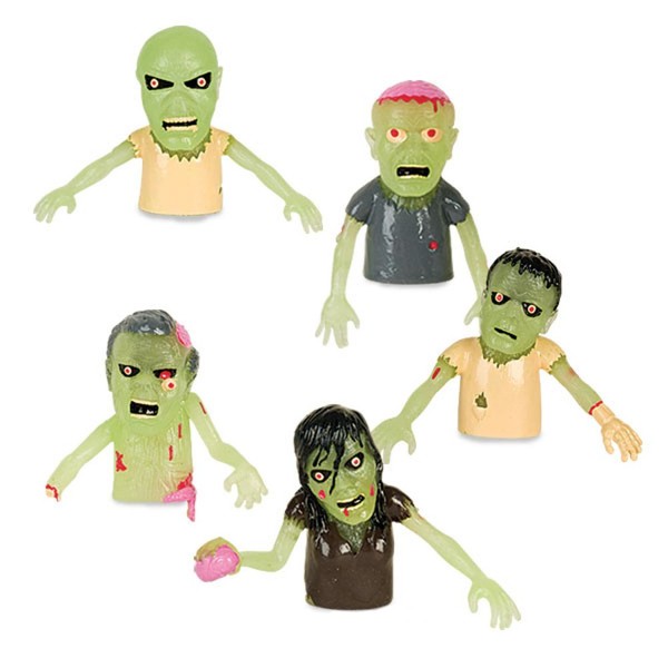 Set of 5 Glow in the Dark Zombie Finger Puppets Halloween Zombies
