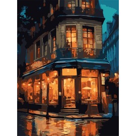 ZRIZQ Paint by Number for Adults Beginners,City Street Paint by Numbers Kits for Kids on Canvas,DIY Oil Painting Acrylic Paints for Home Wall Art Decor(12x16inch)