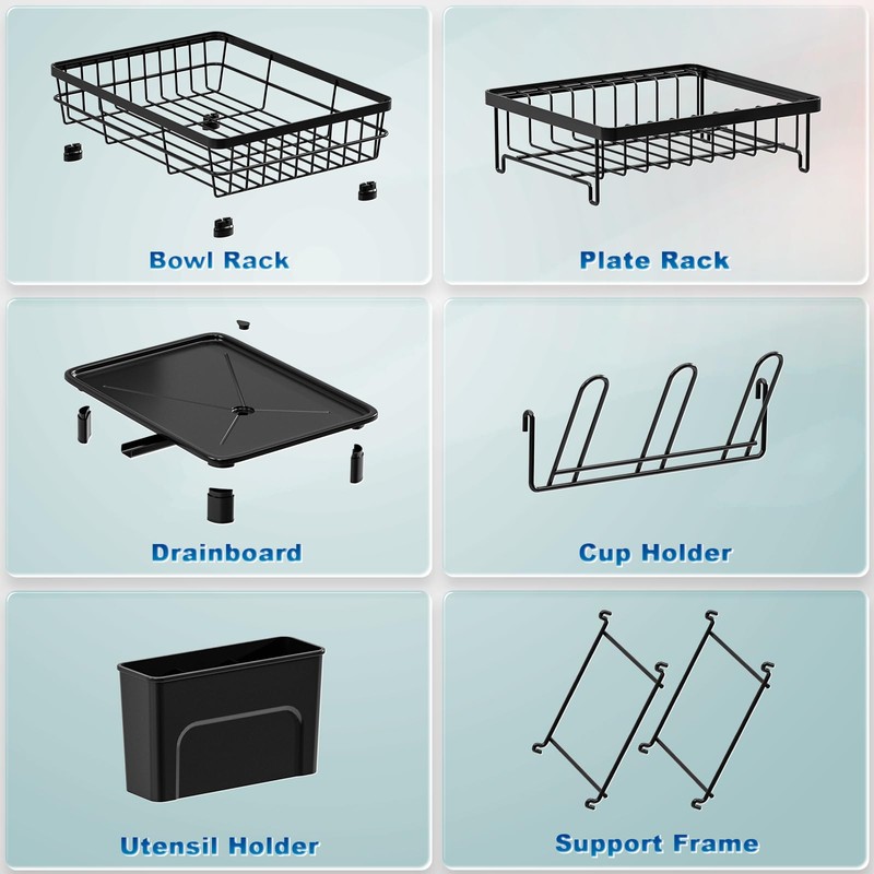 GAOKASE 2 Tiers Dish Drying Rack, Space-Saving Dish Racks for