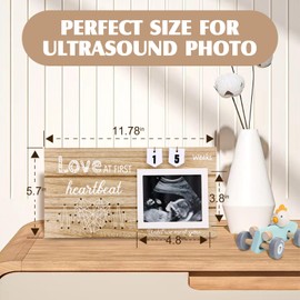 Baby Scan Photo Frames with 44 Week Countdown Calendar, Wooden Baby Scan Photo Frame for Ultrasound Photo, Sonogram Picture Frame for Baby Announcement, Mum to Be & Pregnancy Gifts (B)