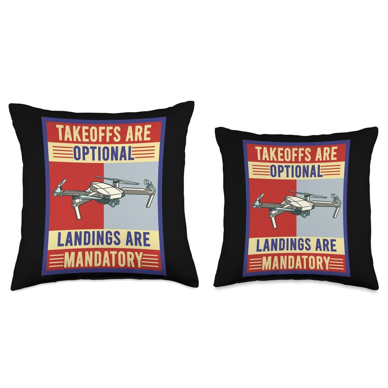 Camera Drone Takeoff And Landing Quadcopter Throw Pillow
