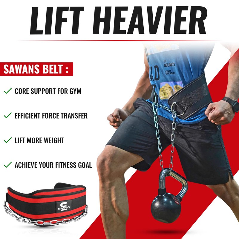 SAWANS Dip Belt with 36 Inches Heavy Duty Bodybuilding Weight