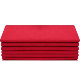 Penguin Home Hemstitched Pure Cotton Washable and Reusable Oversized Kitchen Cloth Napkins 6 Pack, Cloth Napkins for Table Dining, Events, Parties, Lunch - 50 x 50 cm, Christmas Red, Set of 6, GSM 190